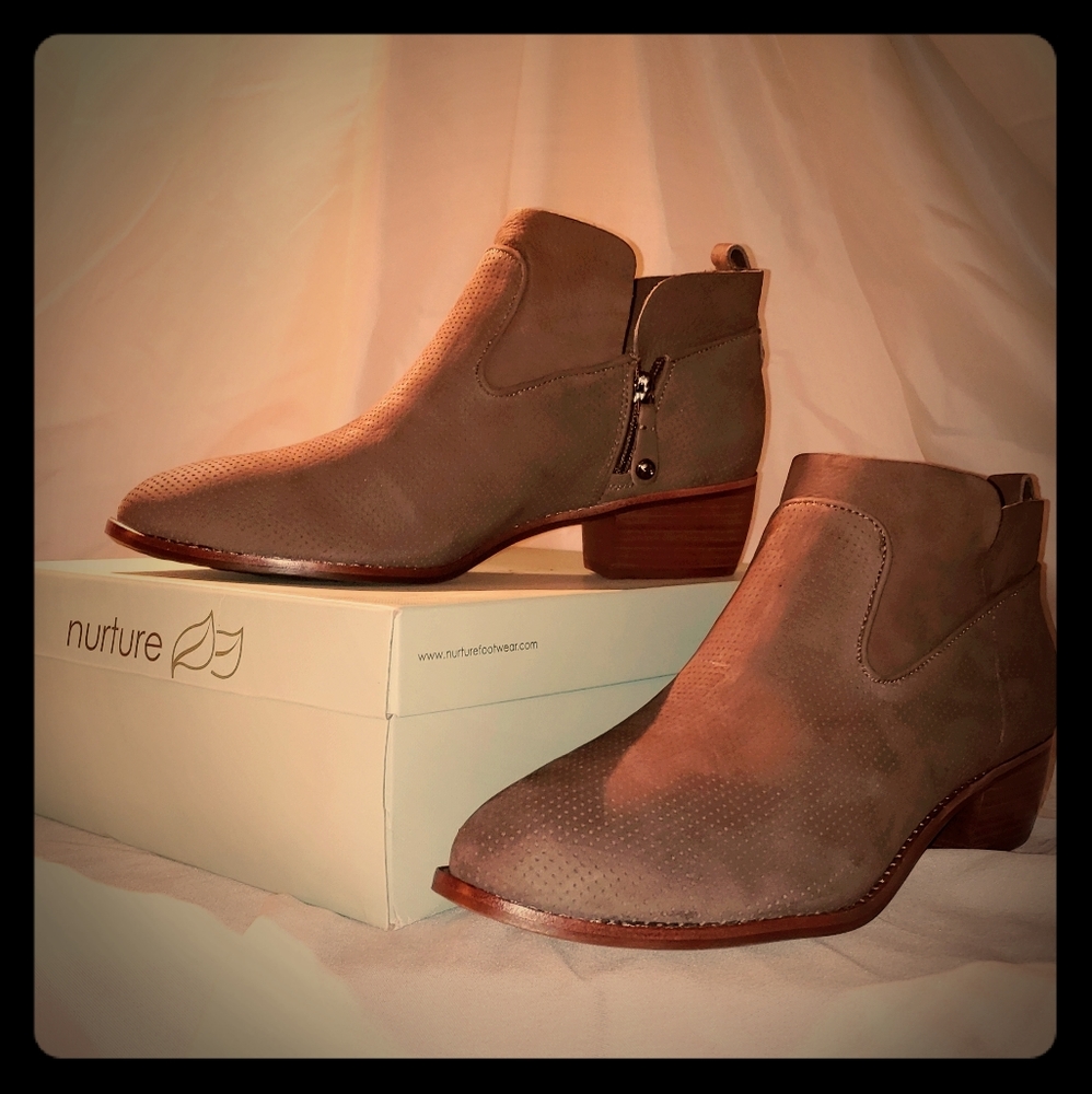 NEW Nurture Suede Ankle Boots, Size 12, Taupe, NIB
